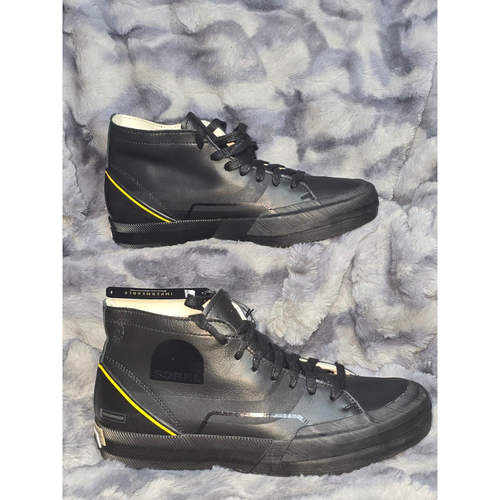 NWT SOREL Grit Sneaker Chukka Waterproof Black Leather mens size 8 EU 41